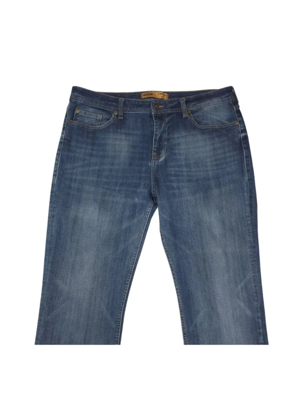 Seven7 Straight Fit Mens Blue Denim Jeans W38 L32 Whiskered Medium Wash